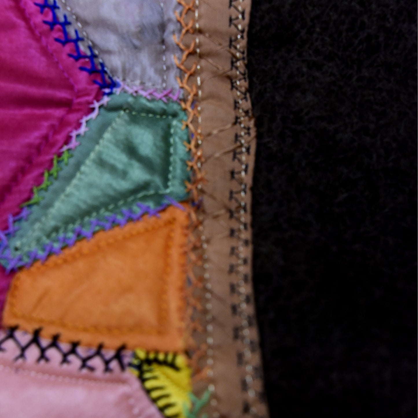 Vintage Crazy Quilt on Felted Bison