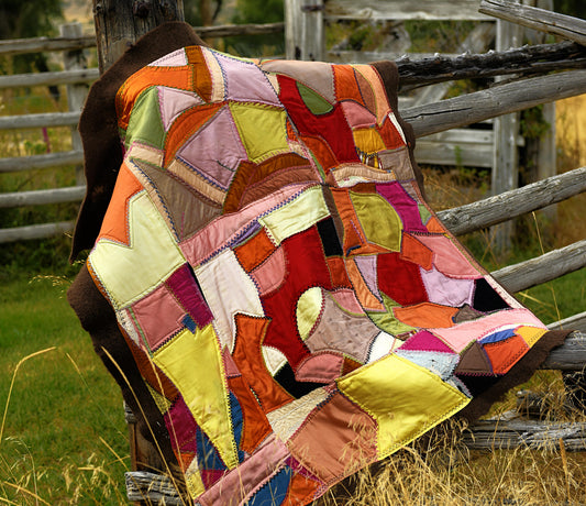 Vintage Crazy Quilt on Felted Bison