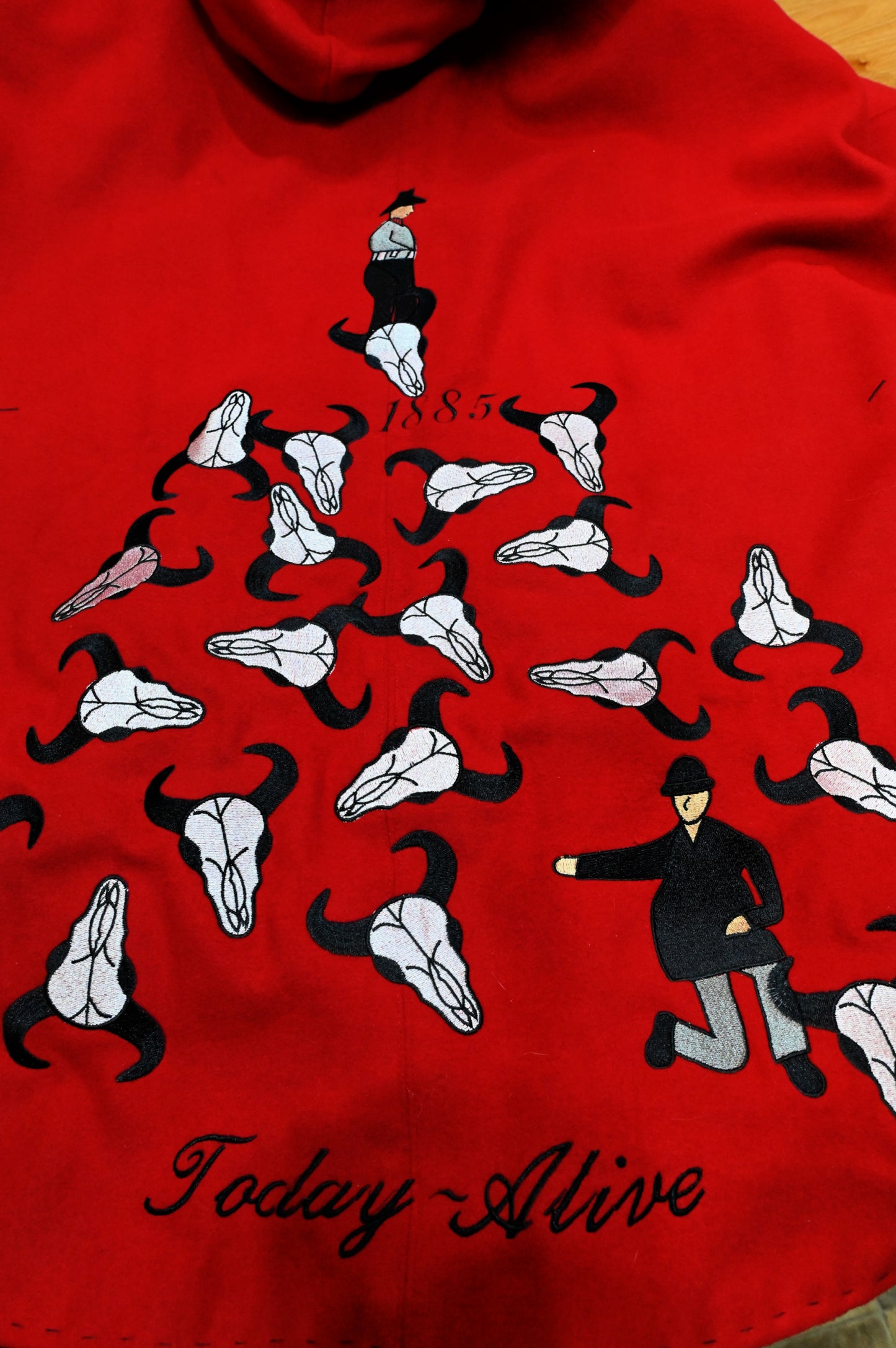 Story Appliquéd Cape with Bison Trim — 1885 Alive