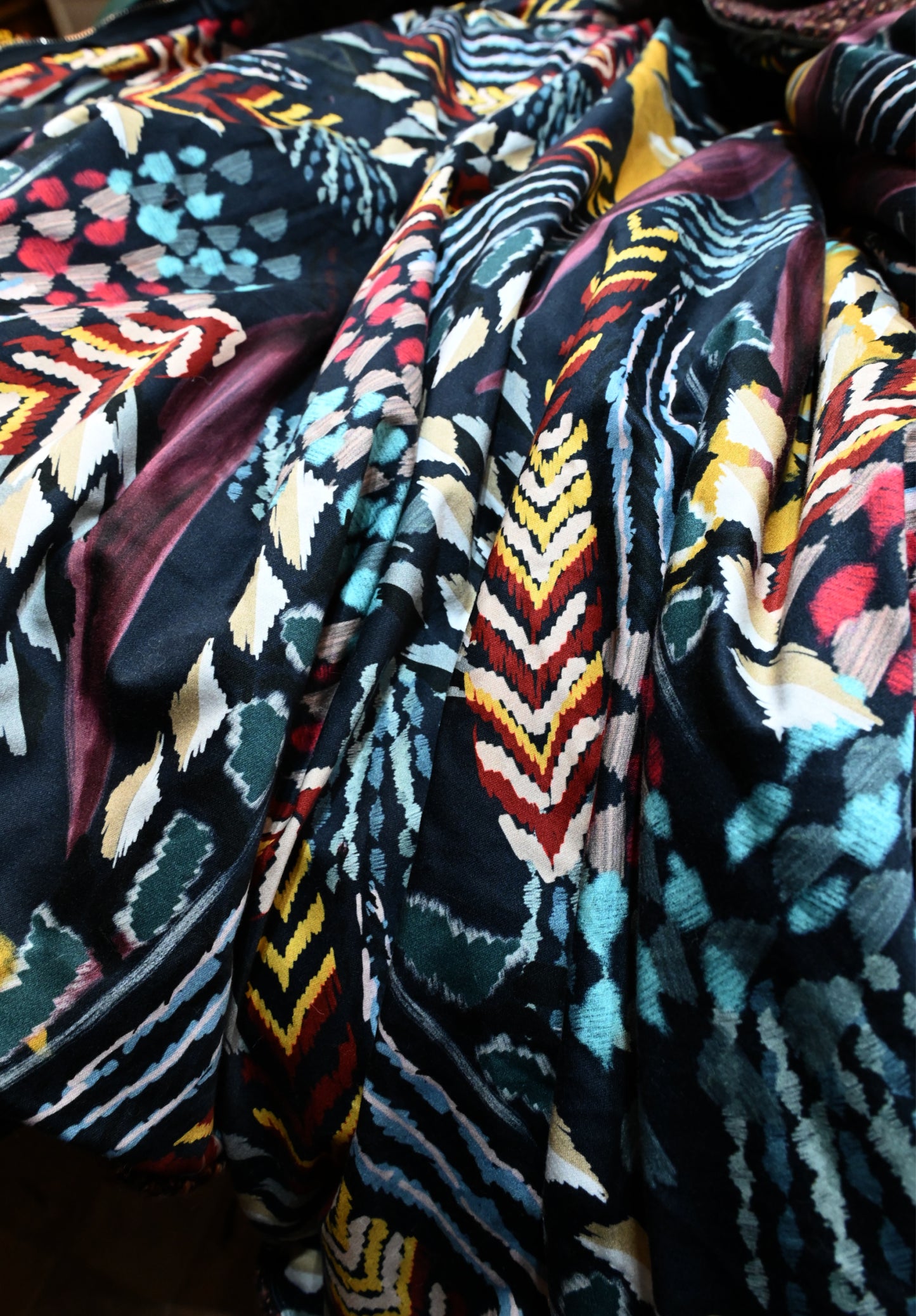 Woven Sunset Bison Trimmed Vest