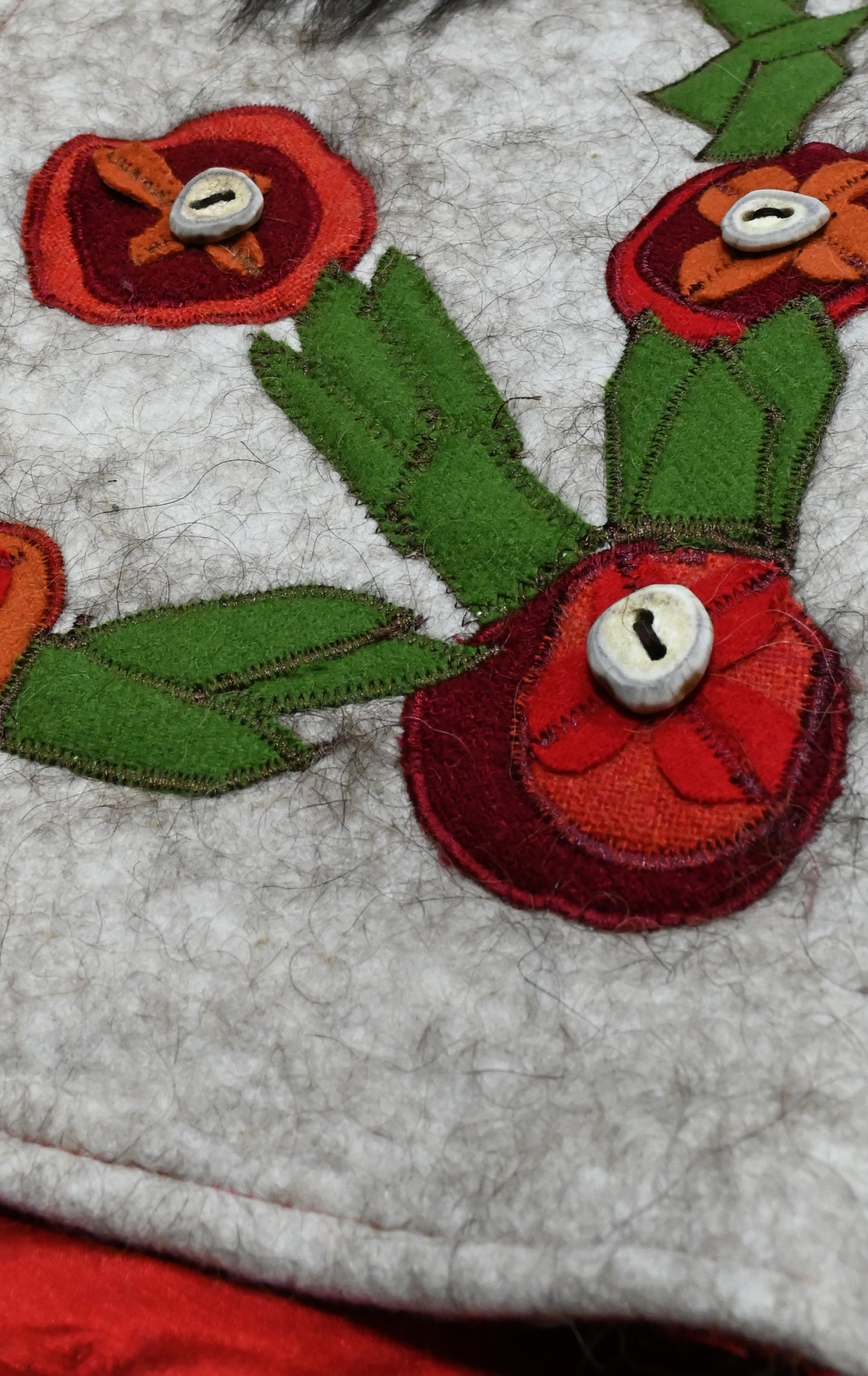 Poppies and Elk Antler Appliquéd Bison Trimmed Vest