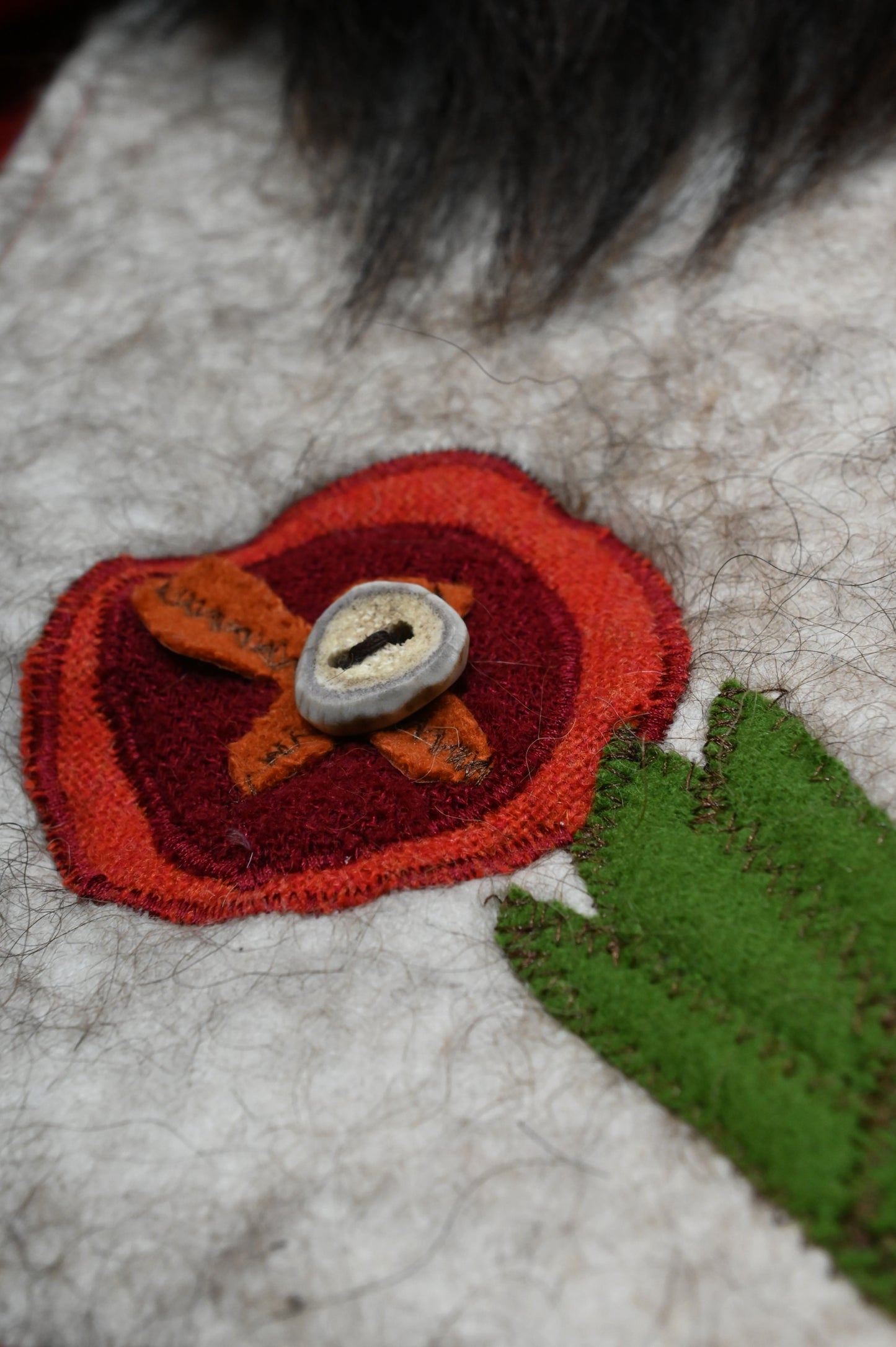Poppies and Elk Antler Appliquéd Bison Trimmed Vest