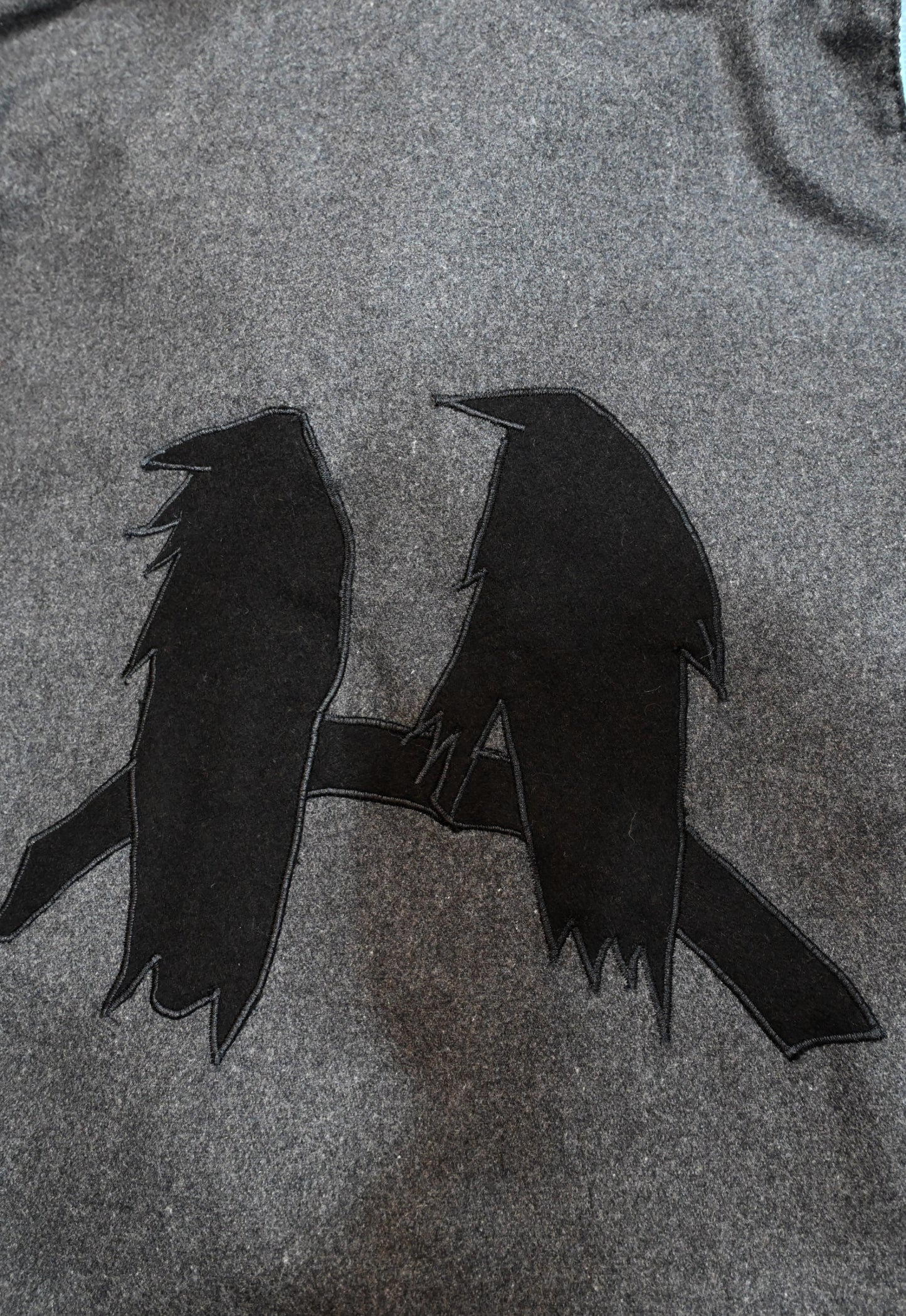 Raven Appliquéd Wool Vest with Bison Trim