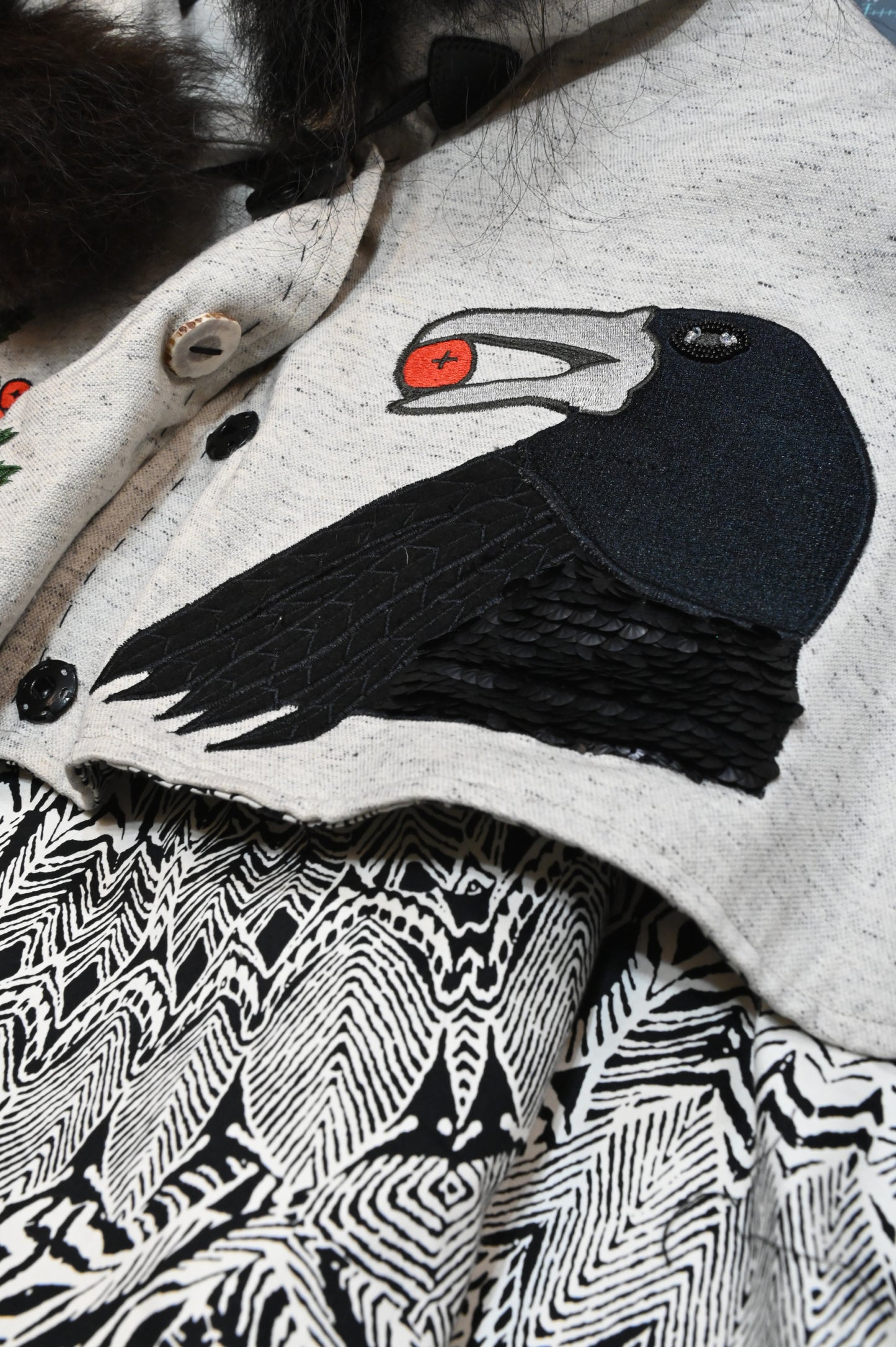 Raven Has My Back Cape with Bison Trim