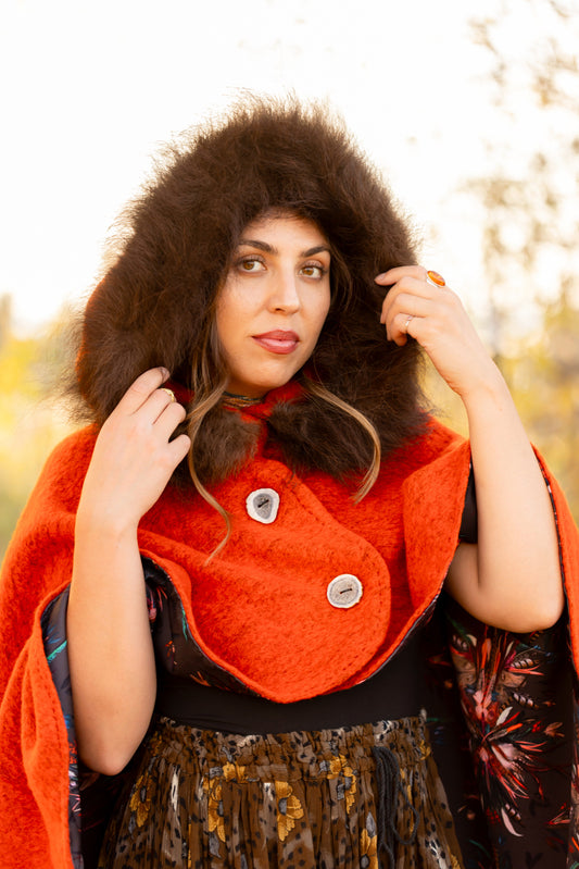 Pumpkin Spice Bison Trimmed Cape