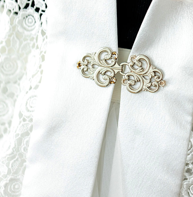 Snow Lace Duster with Bison Trim