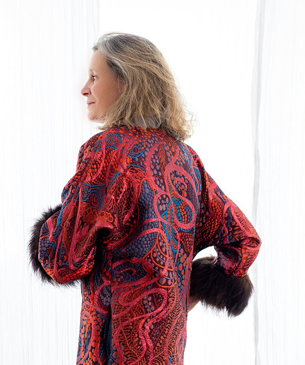 Western Sunset Brocade with Bison Trim