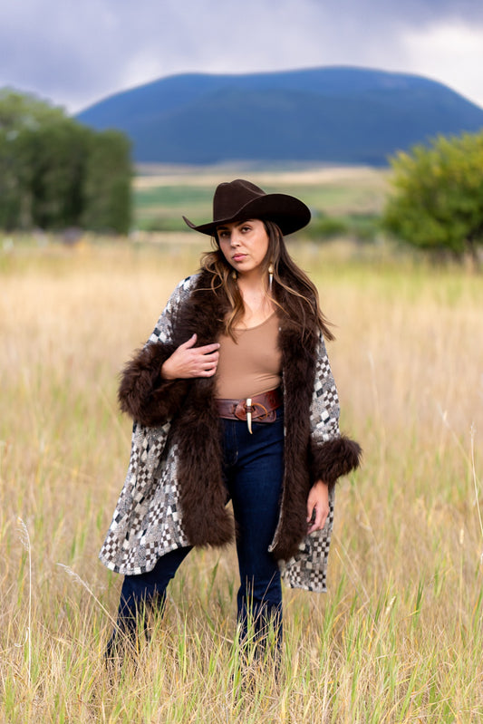 Every Day I Am Loved Bison Trimmed Poncho