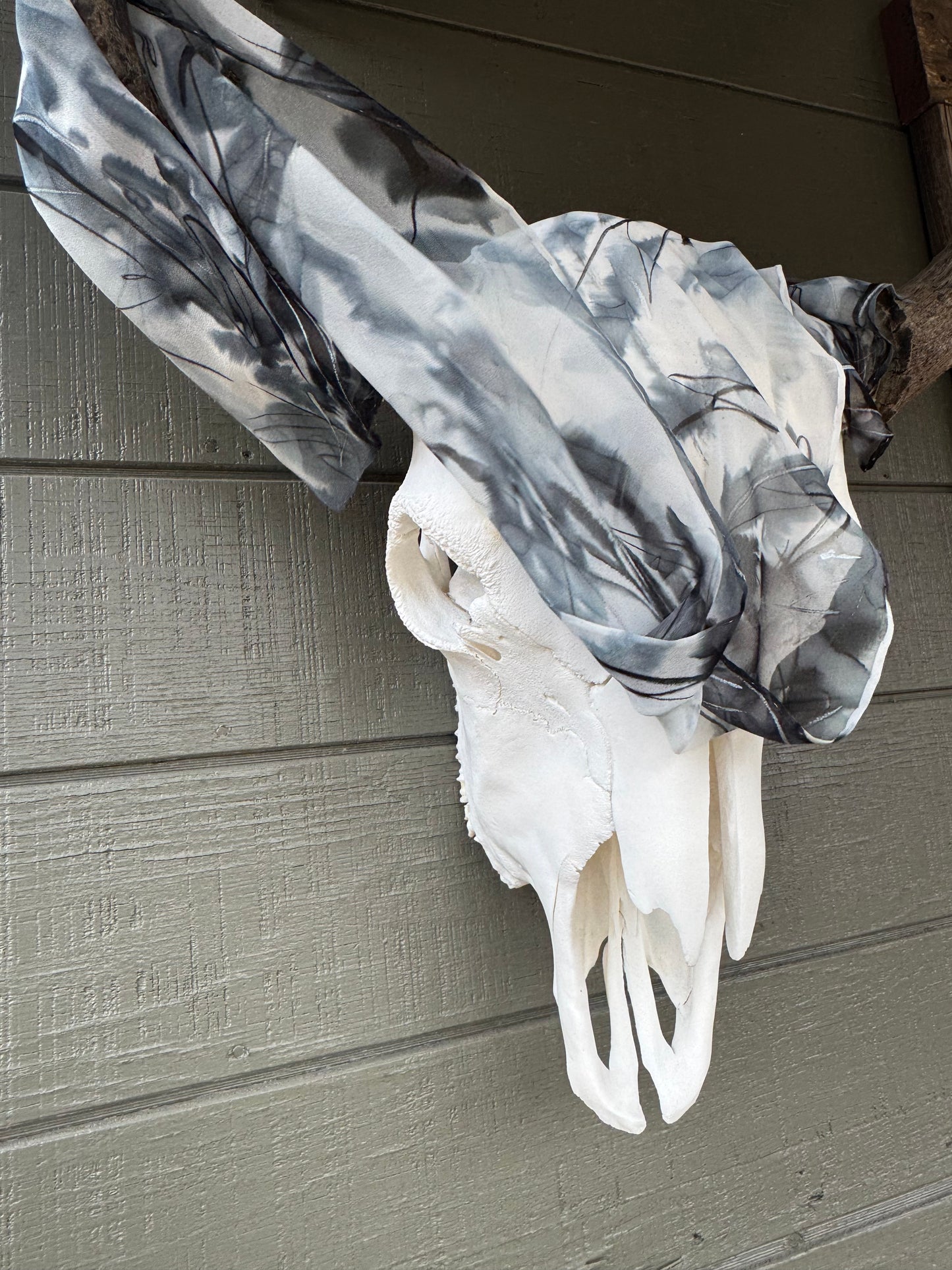 Crow Feathers Hand-Painted Silk Scarf