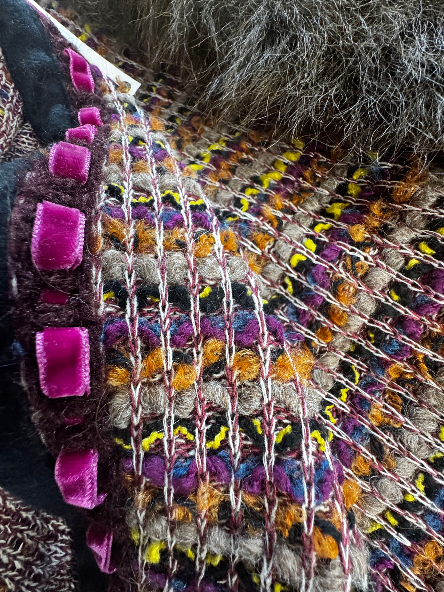 Montana Sunset Woven Wool Shawl with Bison Trim