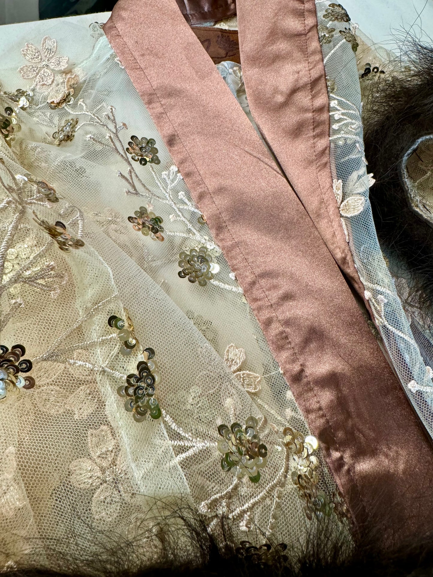 Champagne Sparkle Duster with Bison Trim