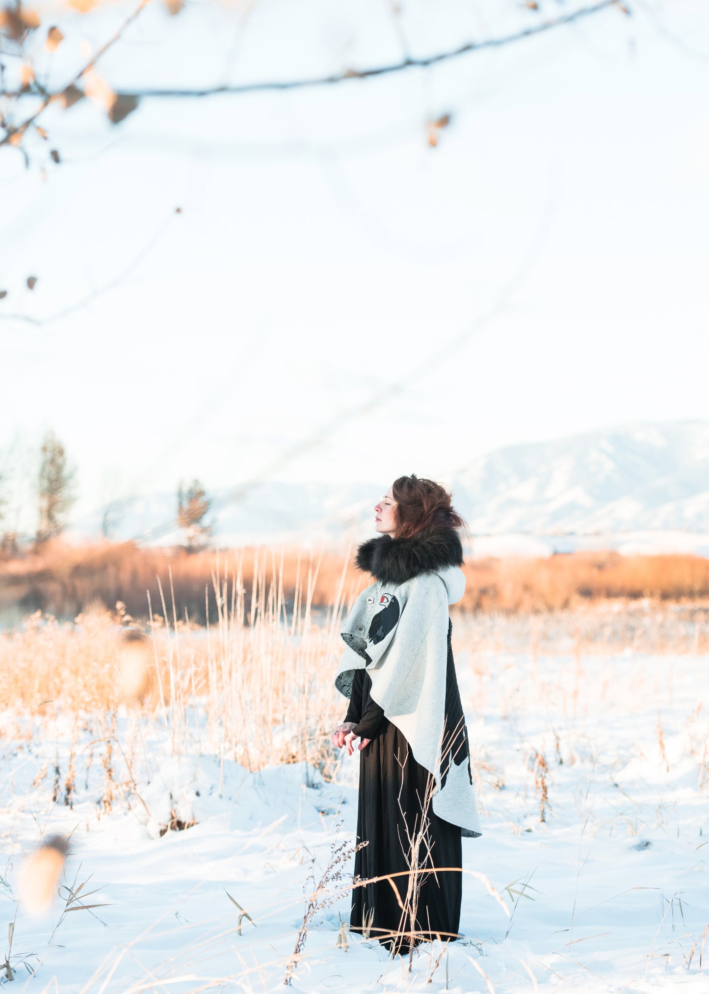 Raven Has My Back Cape with Bison Trim