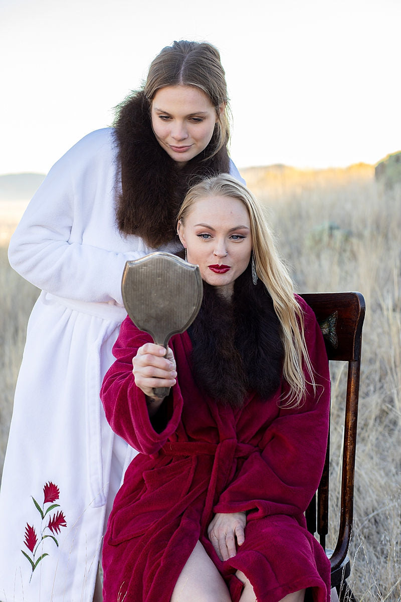 Valentine Red Bison Trimmed Bathrobe