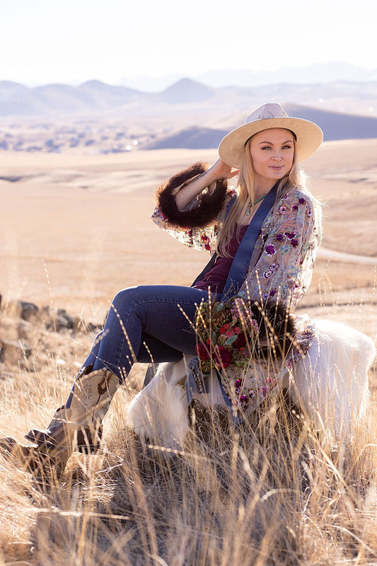 Sparkle Sparkle Embroidered Bison Trimmed Duster