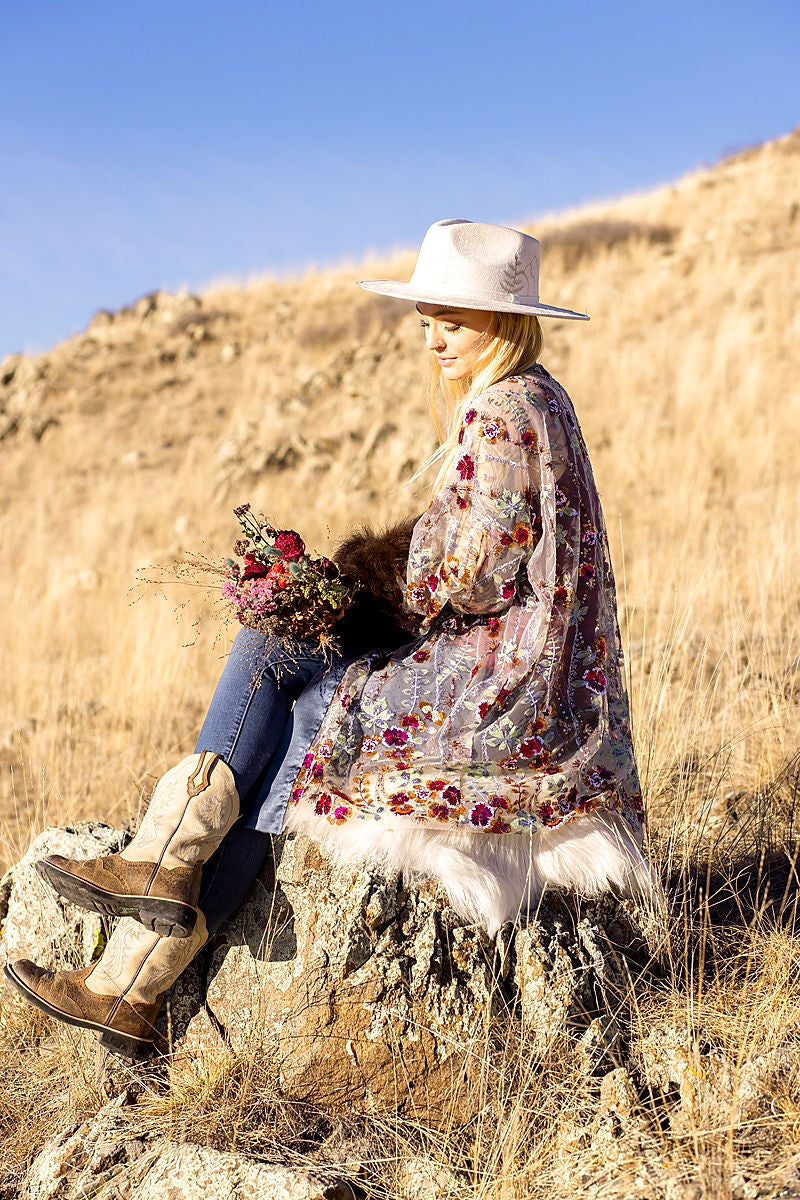 Sparkle Sparkle Embroidered Bison Trimmed Duster