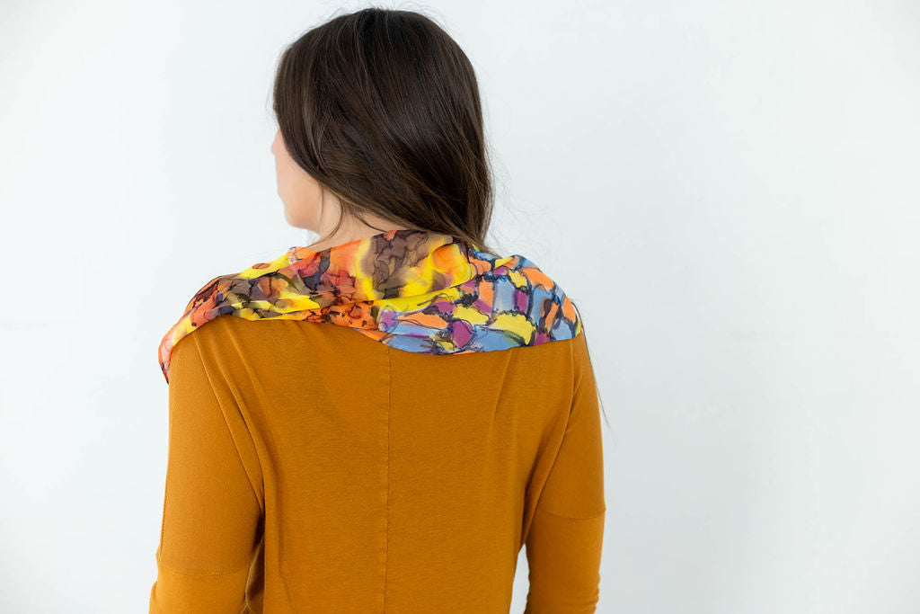 Sunflower Love Hand-Painted Silk Scarf