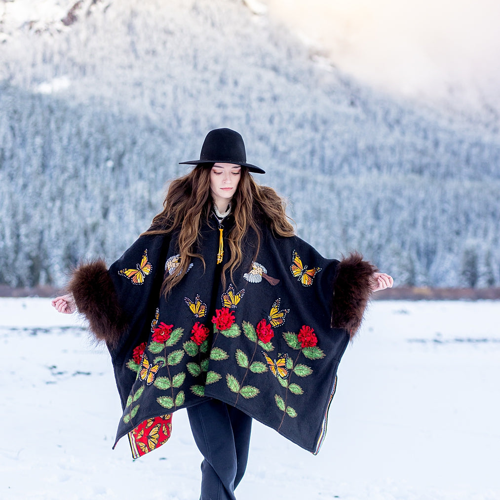 Montana Monarch Butterfly Bison Trimmed Cape