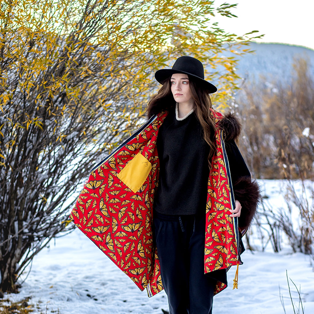 Montana Monarch Butterfly Bison Trimmed Cape