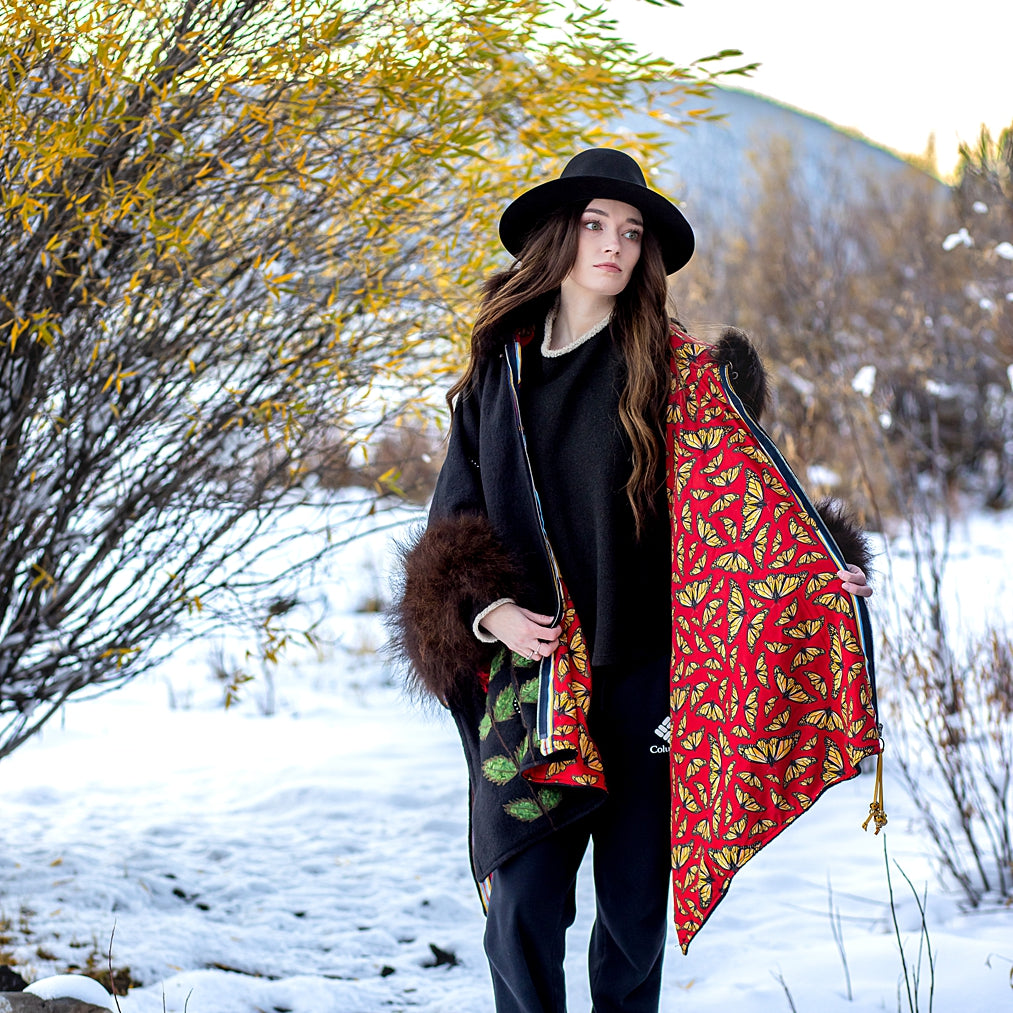 Montana Monarch Butterfly Bison Trimmed Cape