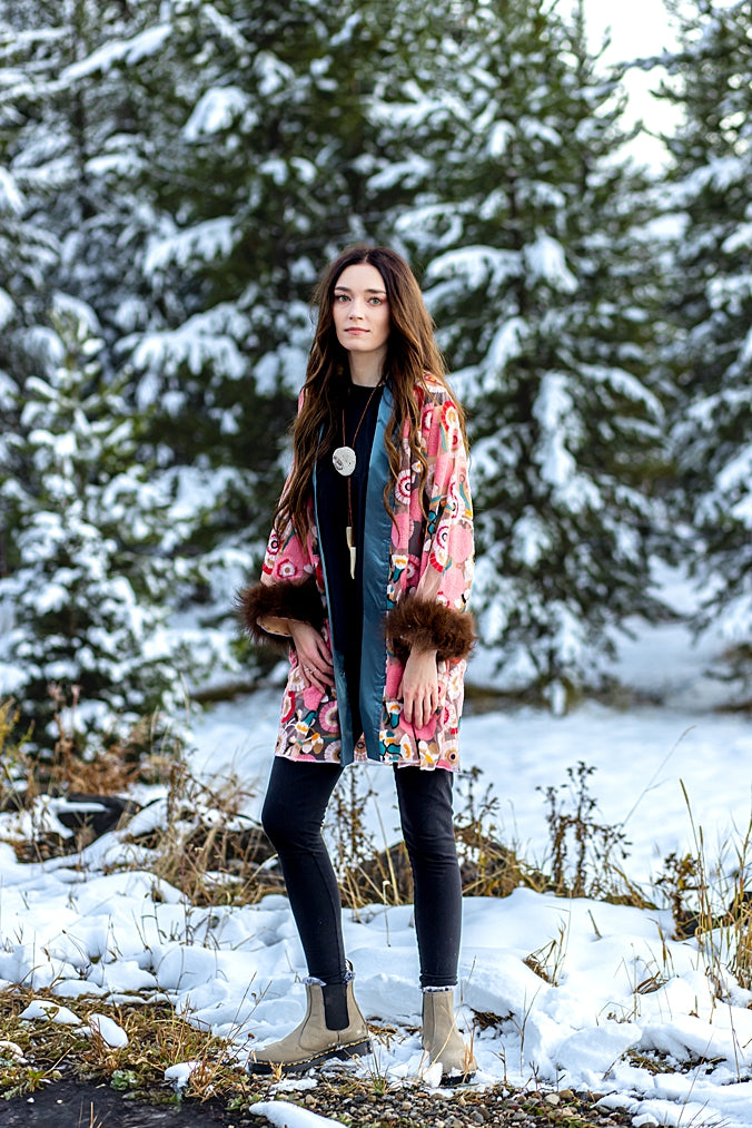 Chrysanthemums from Heaven Bison Trimmed Duster