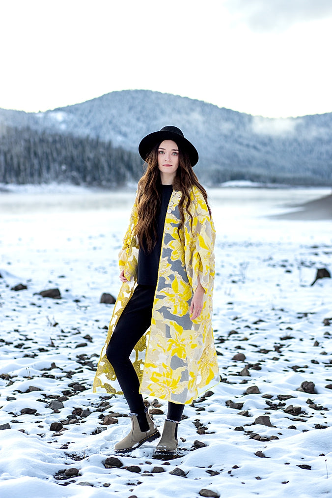 Winter Sun Duster with Bison Trimmed Collar