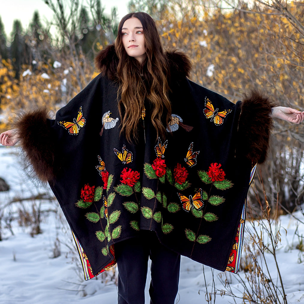 Montana Monarch Butterfly Bison Trimmed Cape