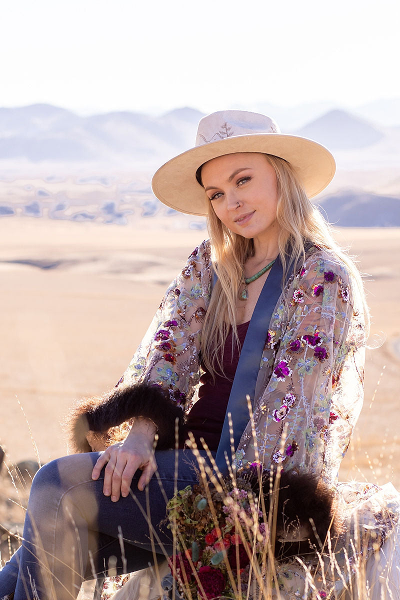 Sparkle Sparkle Embroidered Bison Trimmed Duster