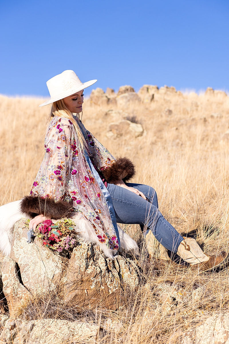 Sparkle Sparkle Embroidered Bison Trimmed Duster