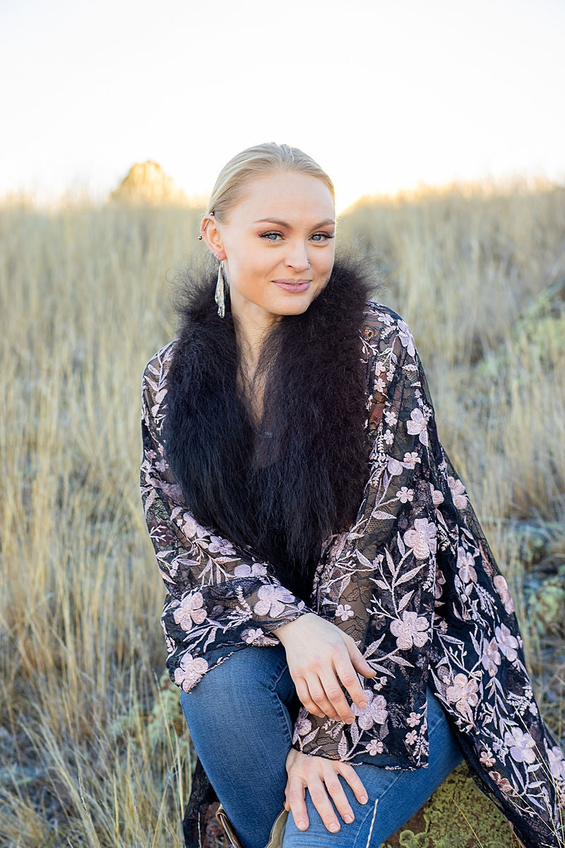 Midnight Rose Bison Trimmed Duster