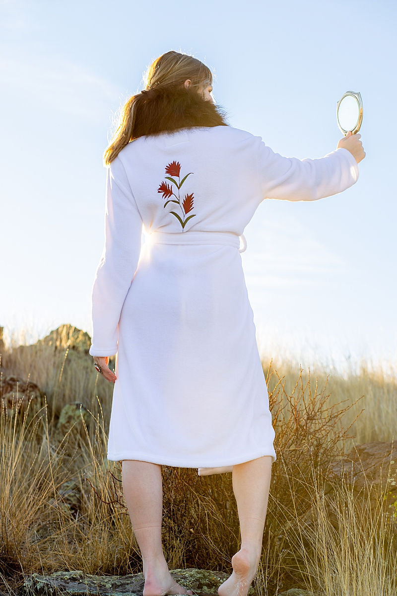 Indian Paintbrush Bison Trimmed Bathrobe