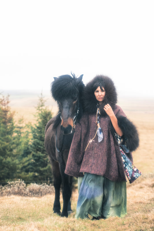 Huckleberry Dream Wool Coat with Bison Trim