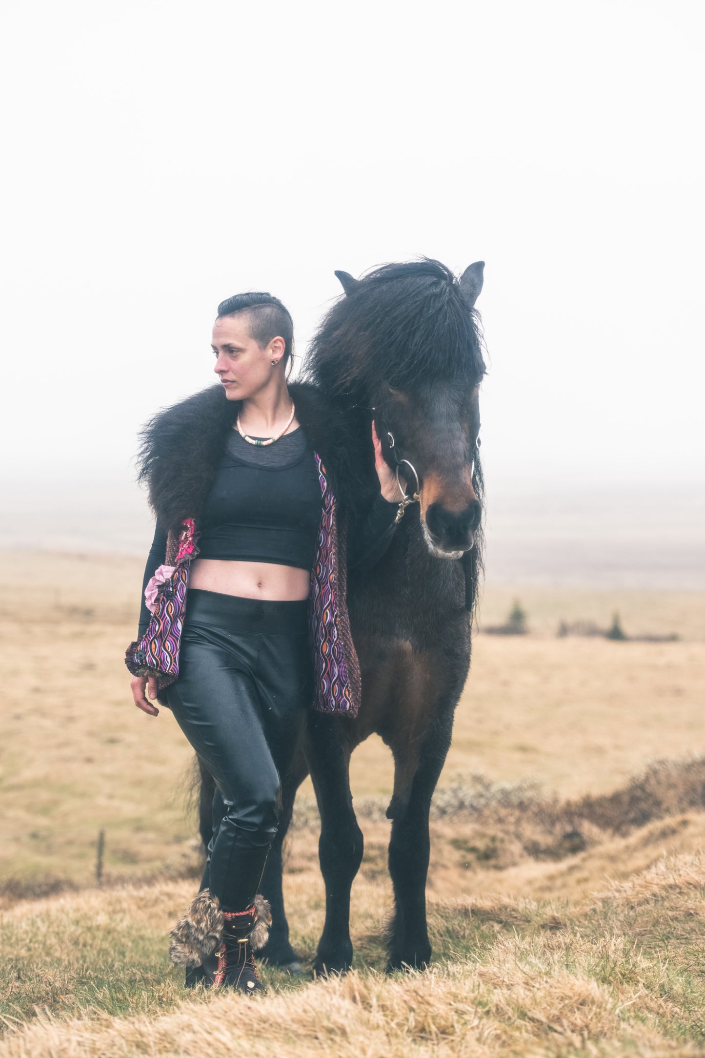 Shower Me with Flowers Wool Vest with Bison Trim