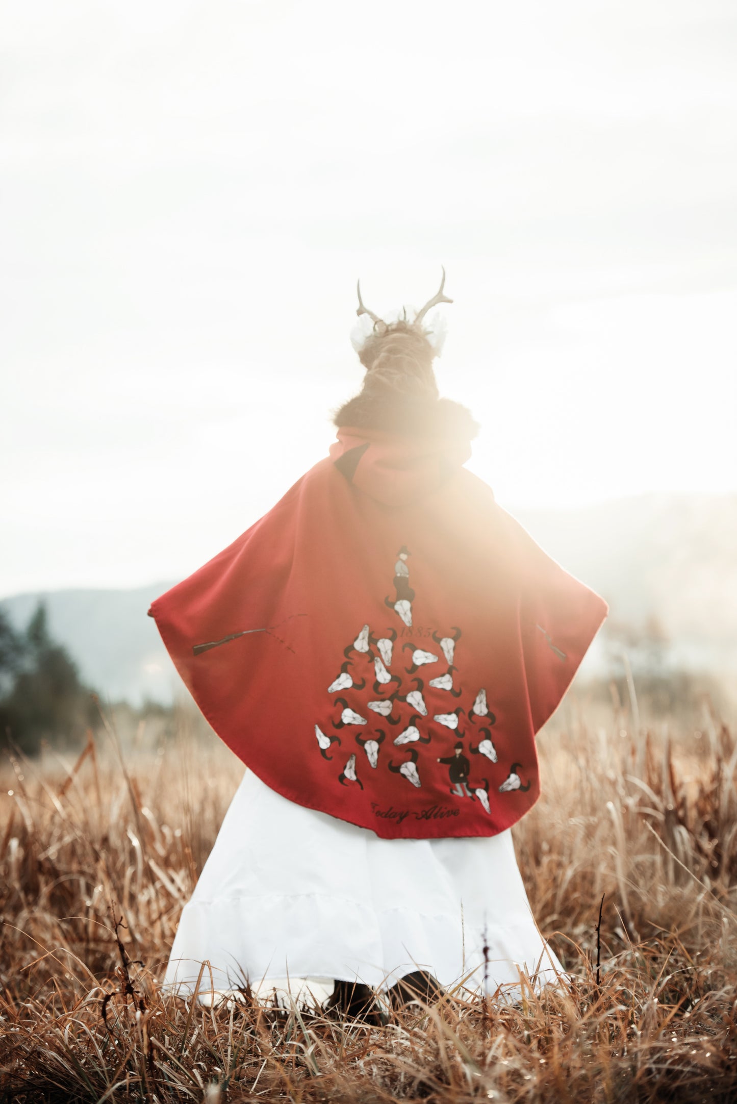 Story Appliquéd Cape with Bison Trim — 1885 Alive