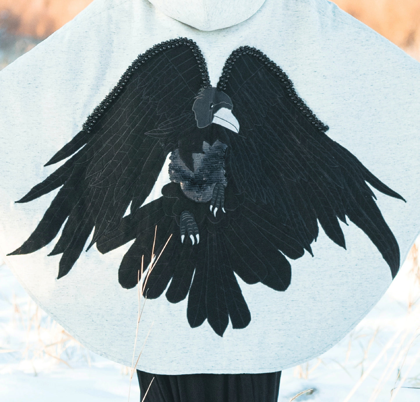 Raven Has My Back Cape with Bison Trim