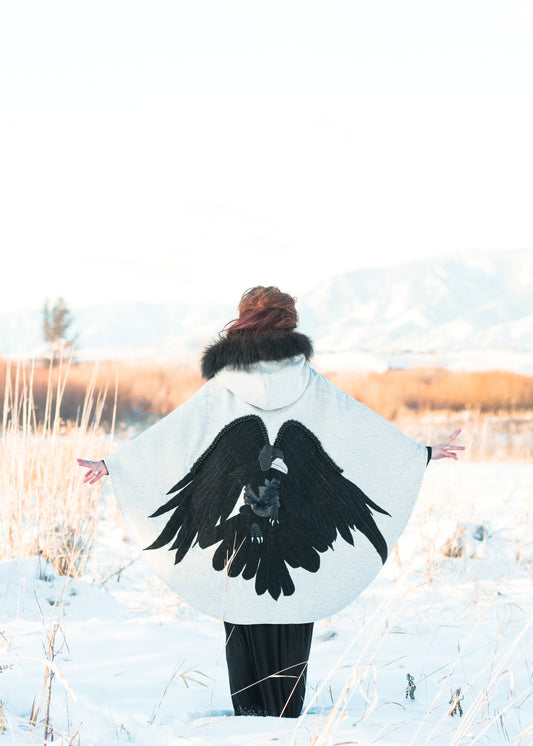 Raven Has My Back Cape with Bison Trim