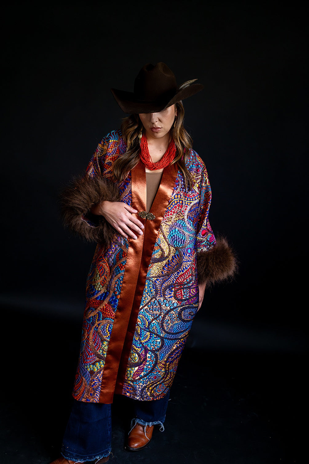 Autumn Dance Brocade with Bison Trim