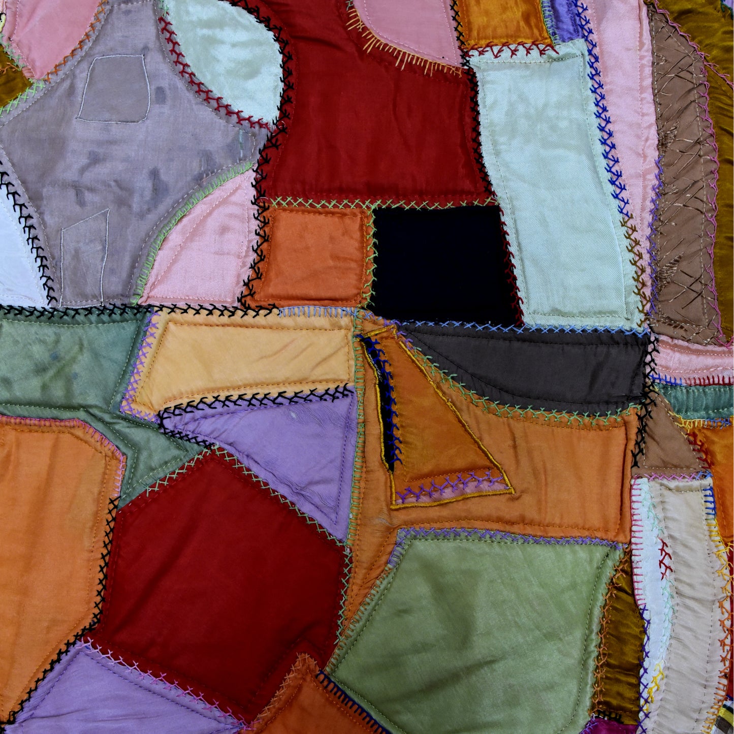 Vintage Crazy Quilt on Felted Bison