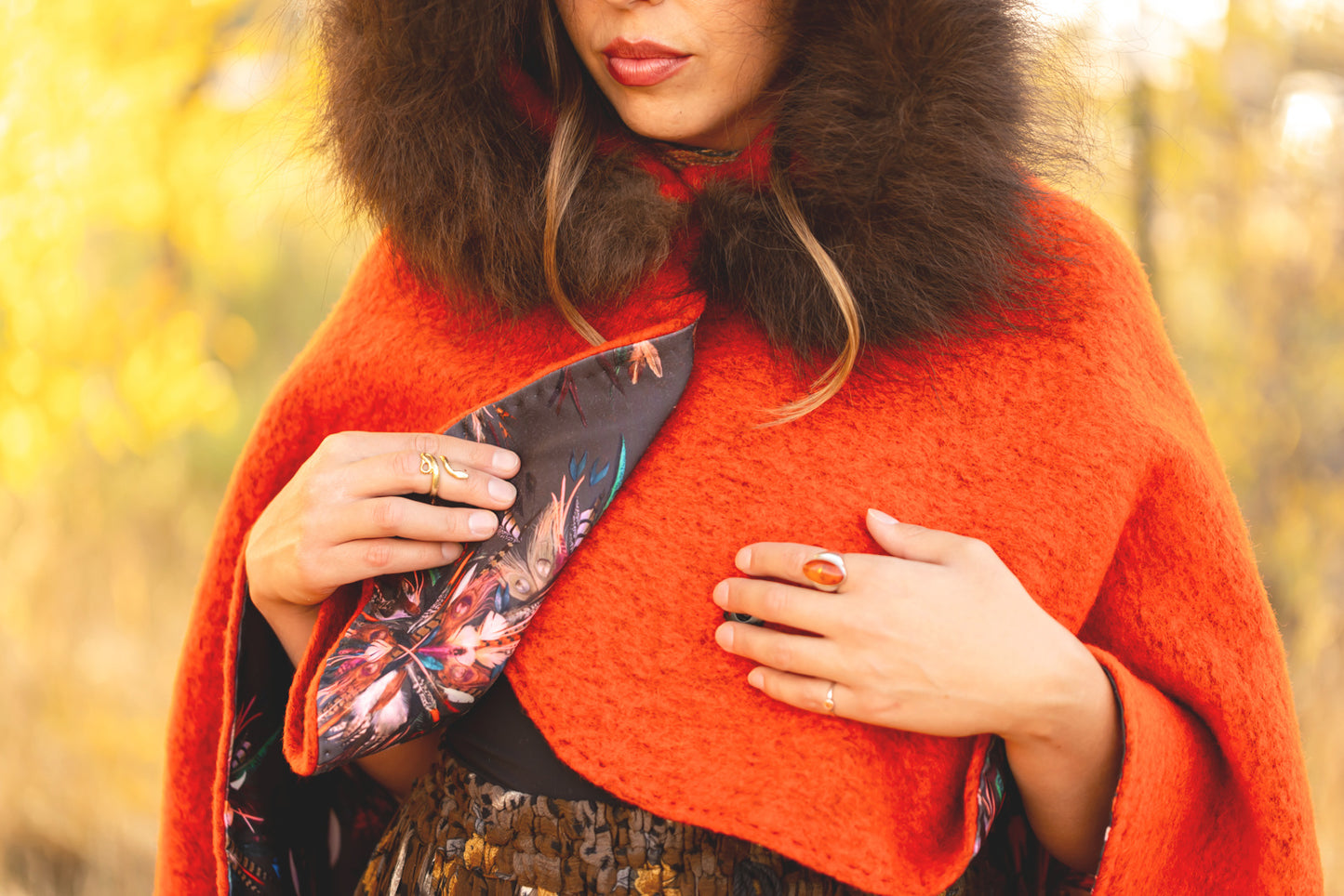 Pumpkin Spice Bison Trimmed Cape
