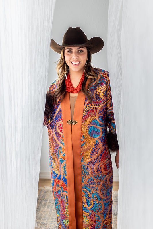 Autumn Dance Brocade with Bison Trim