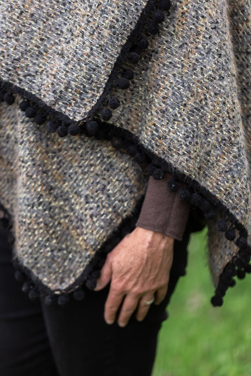 Wrapped in Mountain Bliss Bison-Trimmed Shawl