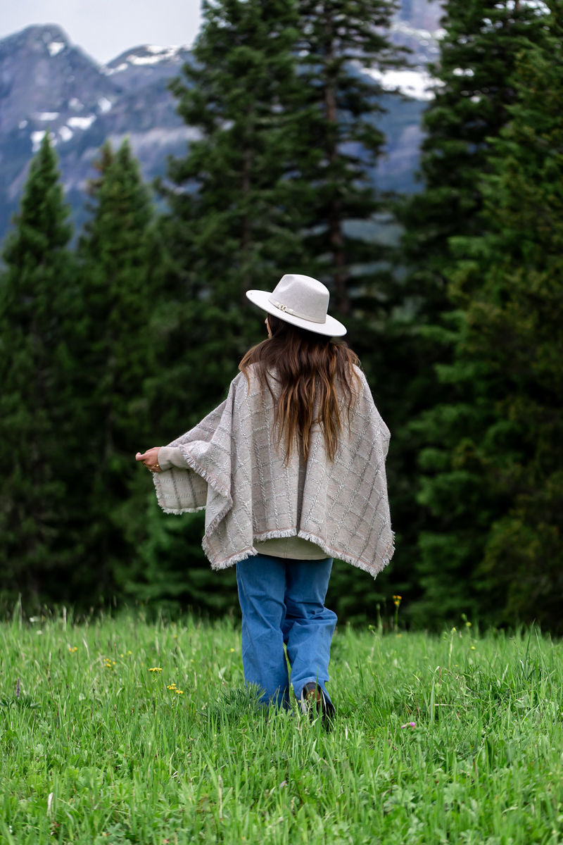 Rosey Dawn Bison -Trimmed Shawl