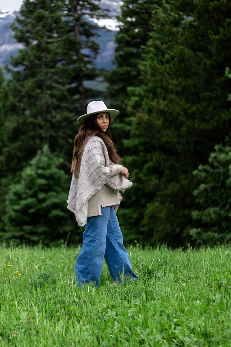 Rosey Dawn Bison -Trimmed Shawl