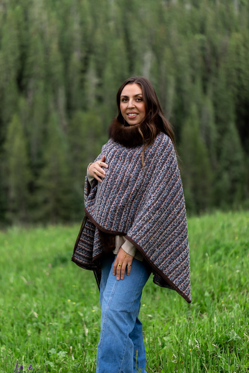 Big Sky Woven Bison-Trimmed Shawl