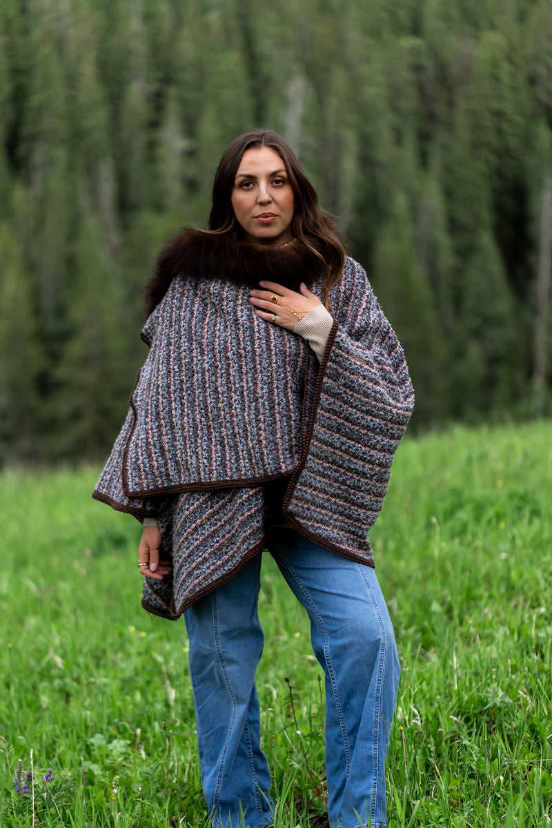 Big Sky Woven Bison-Trimmed Shawl