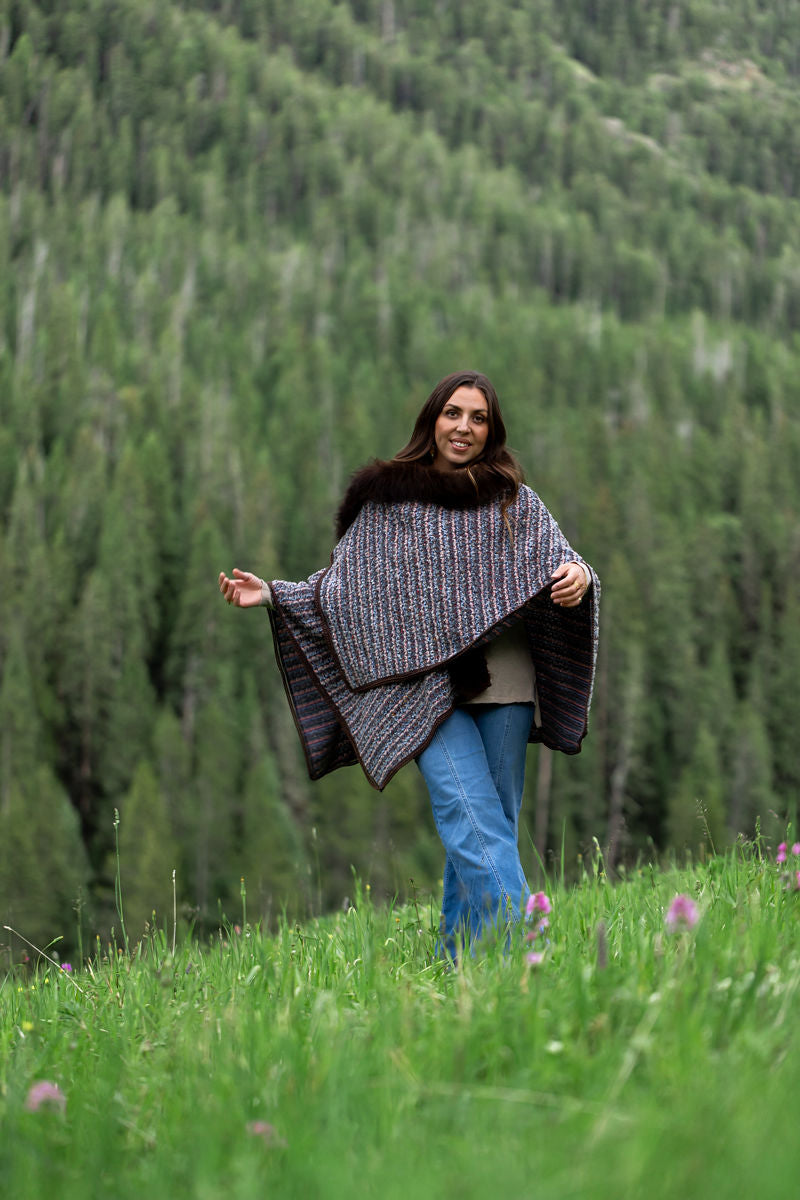 Big Sky Woven Bison-Trimmed Shawl