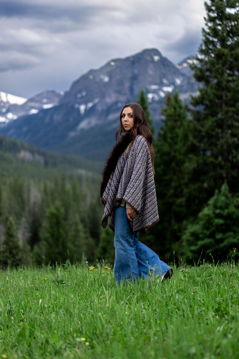 Big Sky Woven Bison-Trimmed Shawl