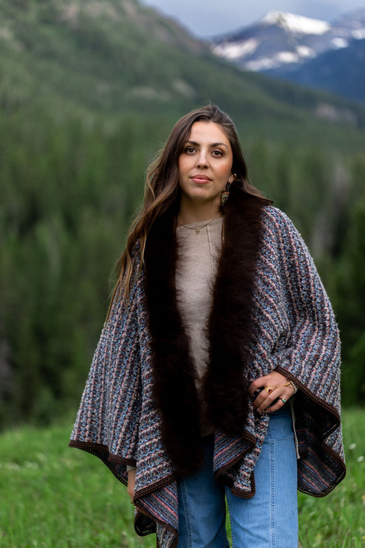 Big Sky Woven Bison-Trimmed Shawl