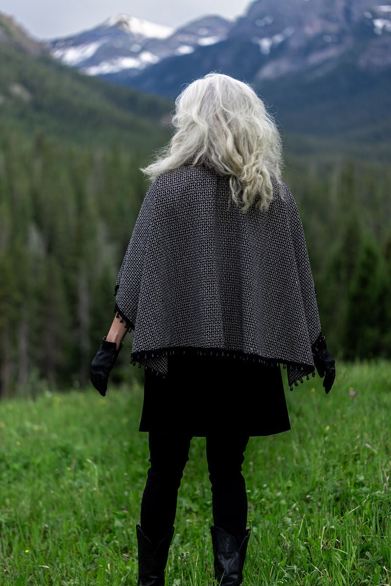 Victorian Cowgirl Bison-Trimmed Shawl