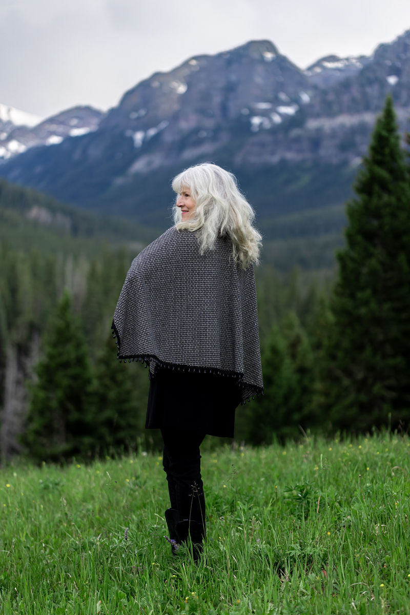 Victorian Cowgirl Bison-Trimmed Shawl