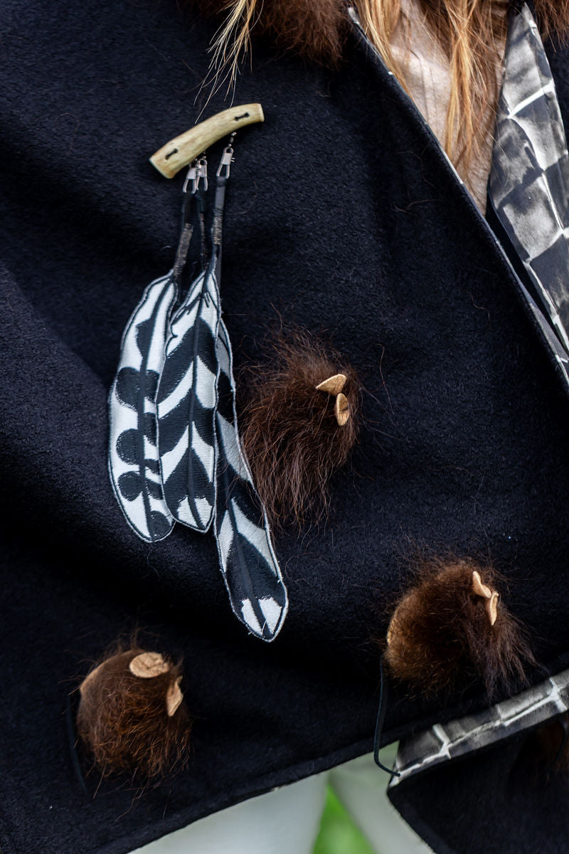 Snowy White Owl - Soul of the Night Bison-Trimmed Cape